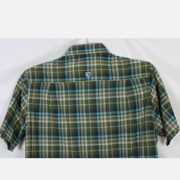 Kuhl Shirt Men’s Medium Check Short Sleeve Green Blue Lightweight Plaid Hiking - Picture 7 of 9